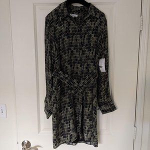 NEW / Equipment /Mini Shirt Dress / Khaki Green / Silk /  size M